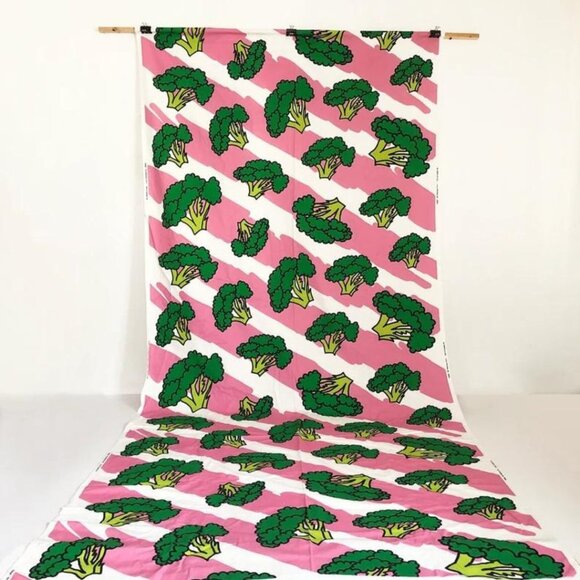 IKEA Anniken Ida Pettersson 2014 Broccoli Pink Green White Fabric 4.3 Yards - Picture 3 of 11